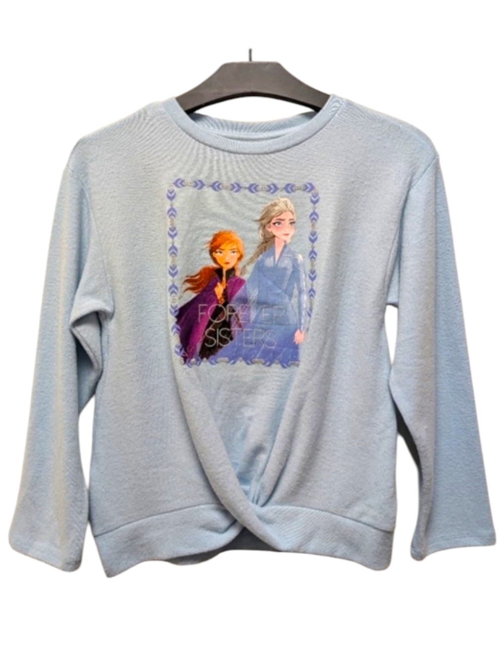 Disney Frozen II Blue Fleece Top Forever Sisters Anna & Elsa Girls L (14/16) NWT